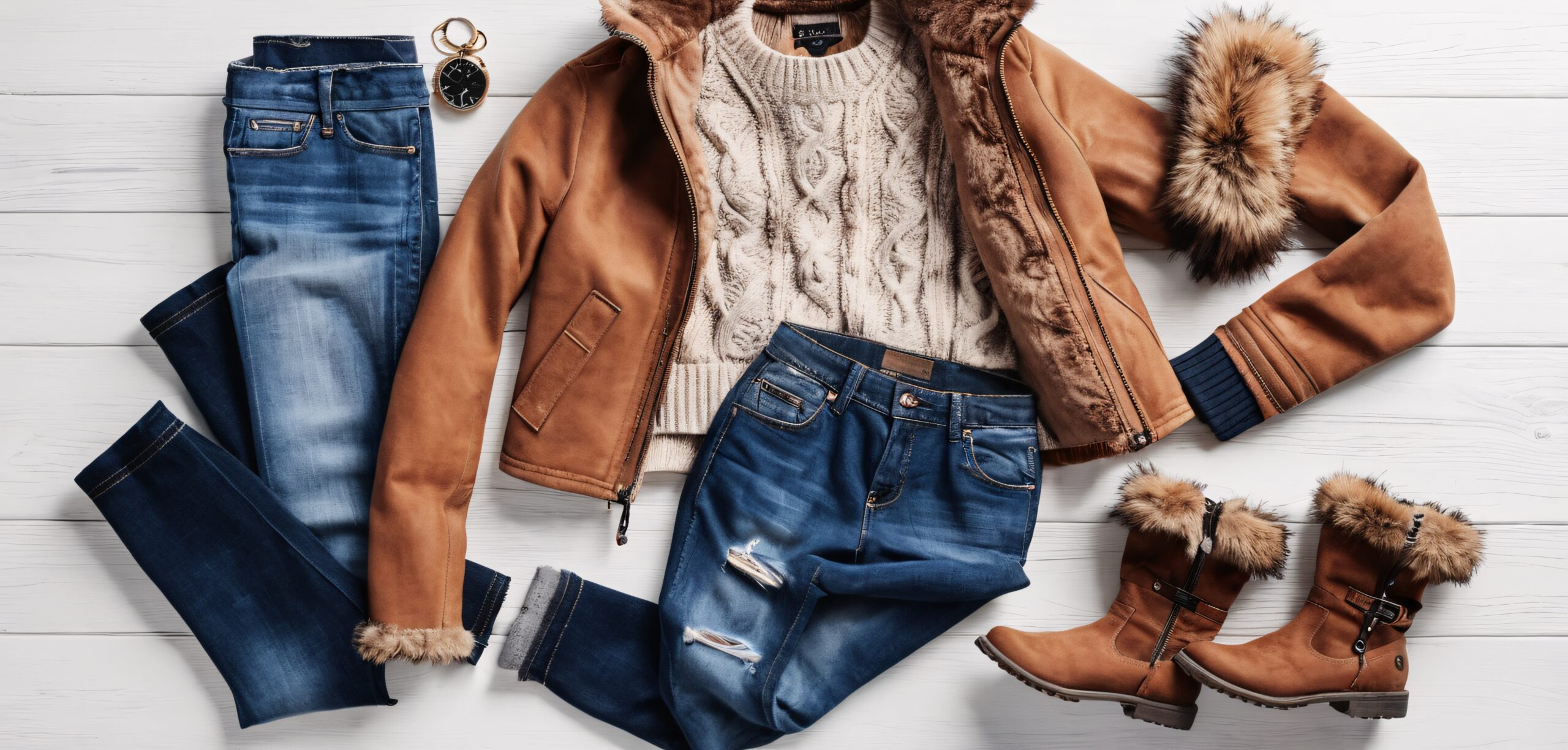 لیدی مد 2 flat lay stylish winter fashion outfit scaled